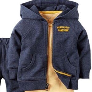 Carter's Yellow and Navy Construction Tee and Hoodie Set